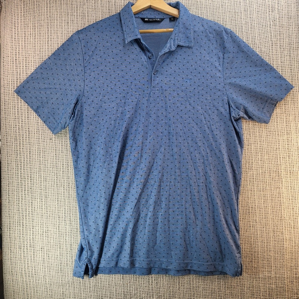 TravisMathew Polo Shirt Mens‎ Extra Large Blue Micro Dot Golf Performance Casual